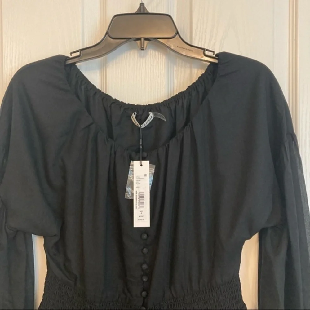 Alice + Olivia Kiara Button Front Dress in Black 6 - Picture 7 of 12